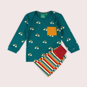 Turquoise Rainbows Organic T-Shirt & Jogger Playset