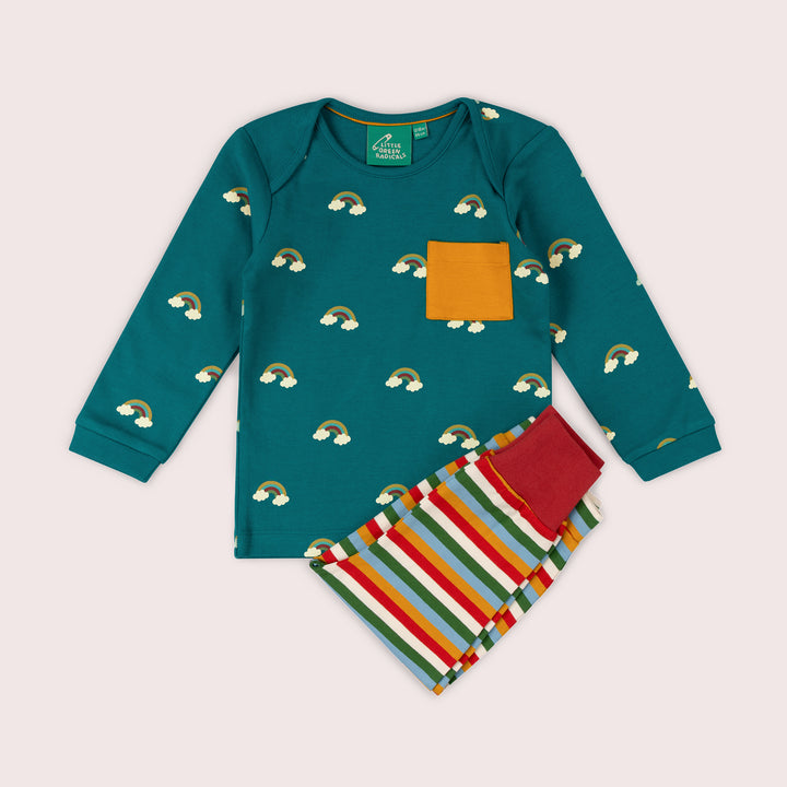 Turquoise Rainbows Organic T-Shirt & Jogger Playset