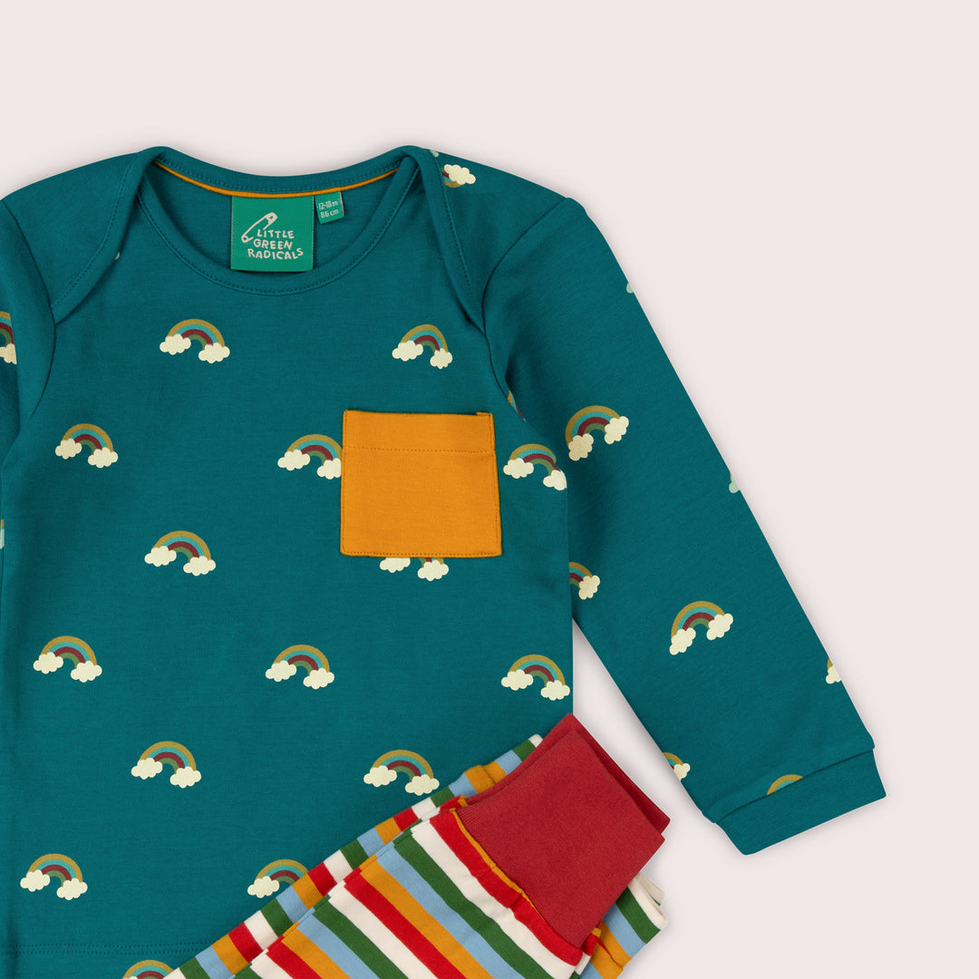 Turquoise Rainbows Organic T-Shirt & Jogger Playset