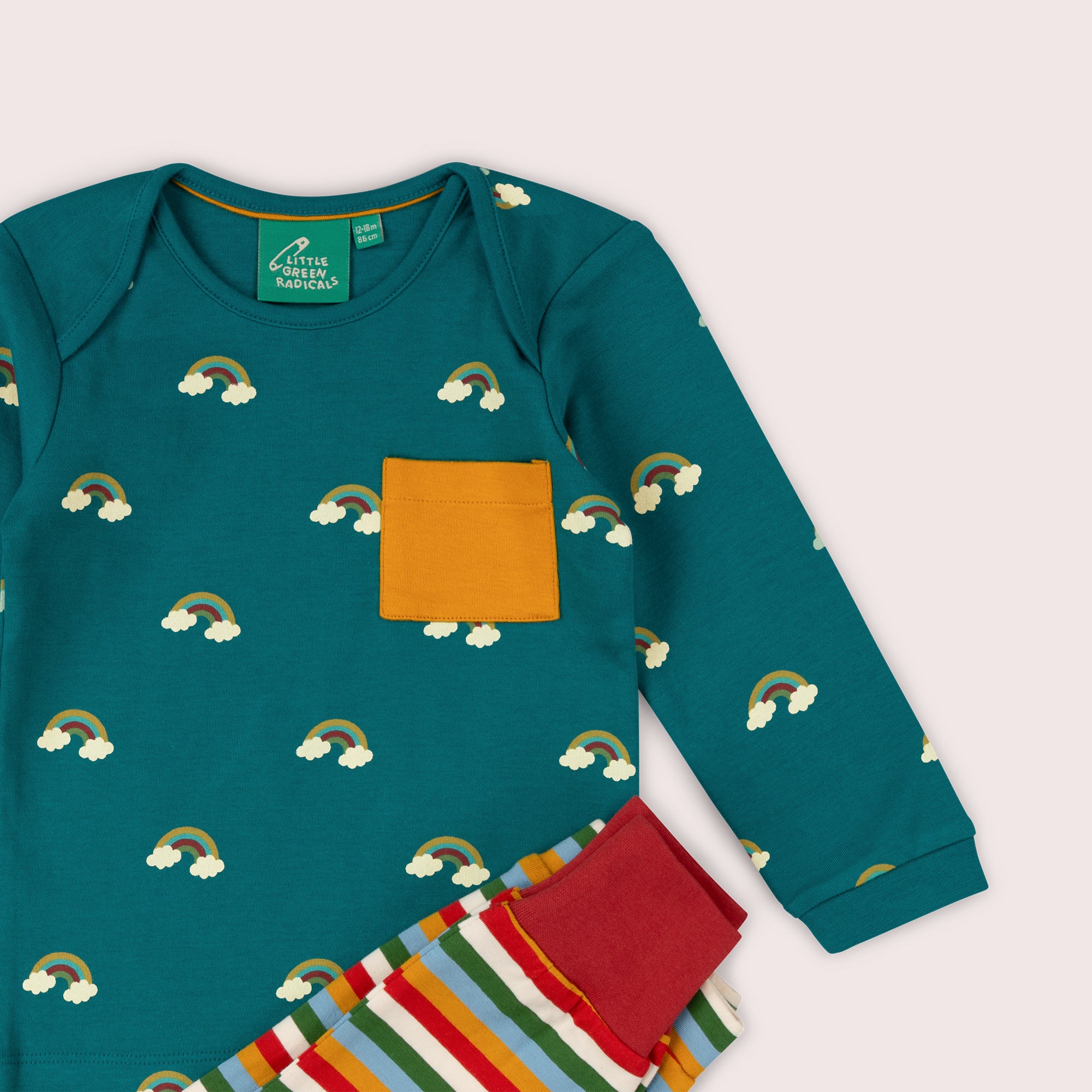 Turquoise Rainbows Organic T-Shirt & Jogger Playset