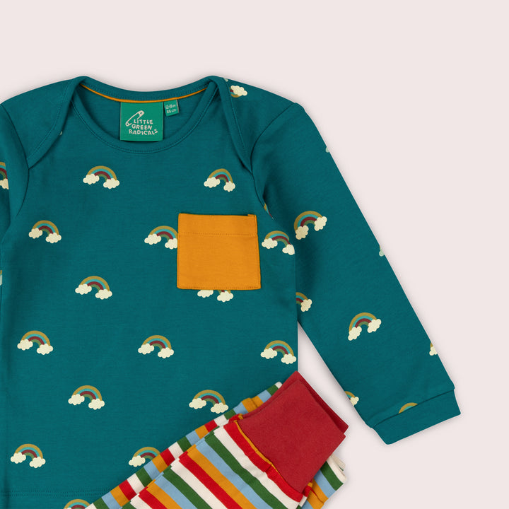 Turquoise Rainbows Organic T-Shirt & Jogger Playset