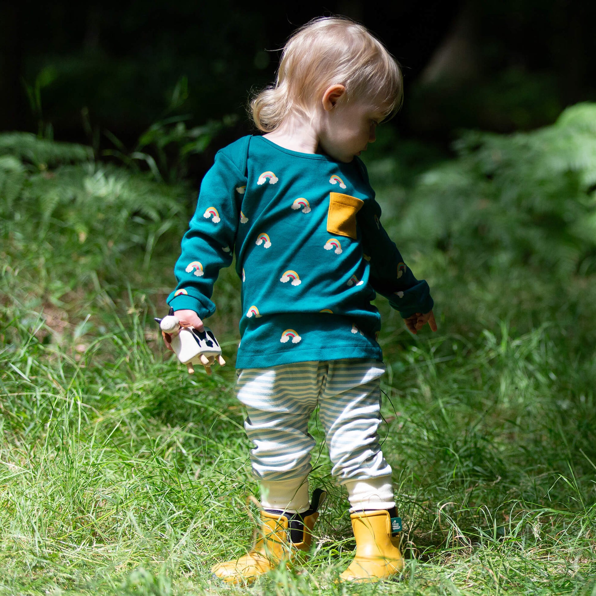 Turquoise Rainbows Organic T-Shirt & Jogger Playset Green / 4-5y