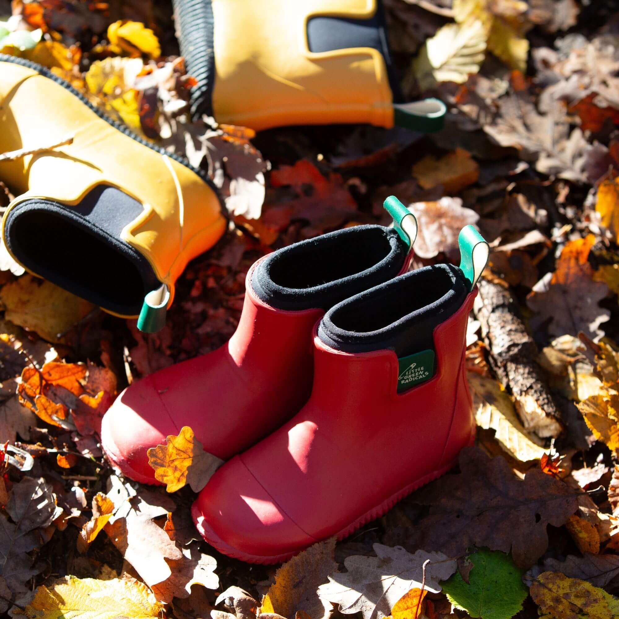Red Lined Natural Rubber Ankle Rain Boots