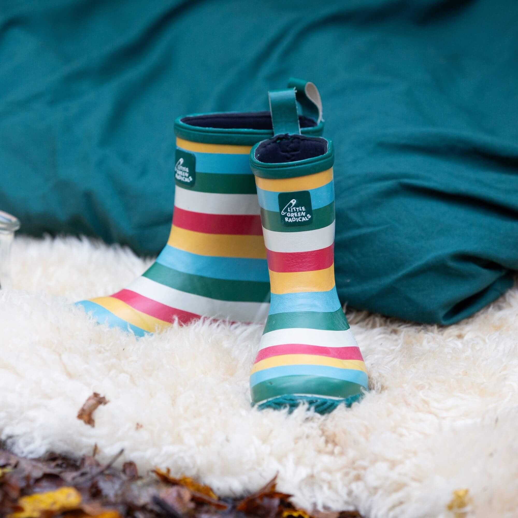 Rainbow Lined Natural Rubber Rain Boots