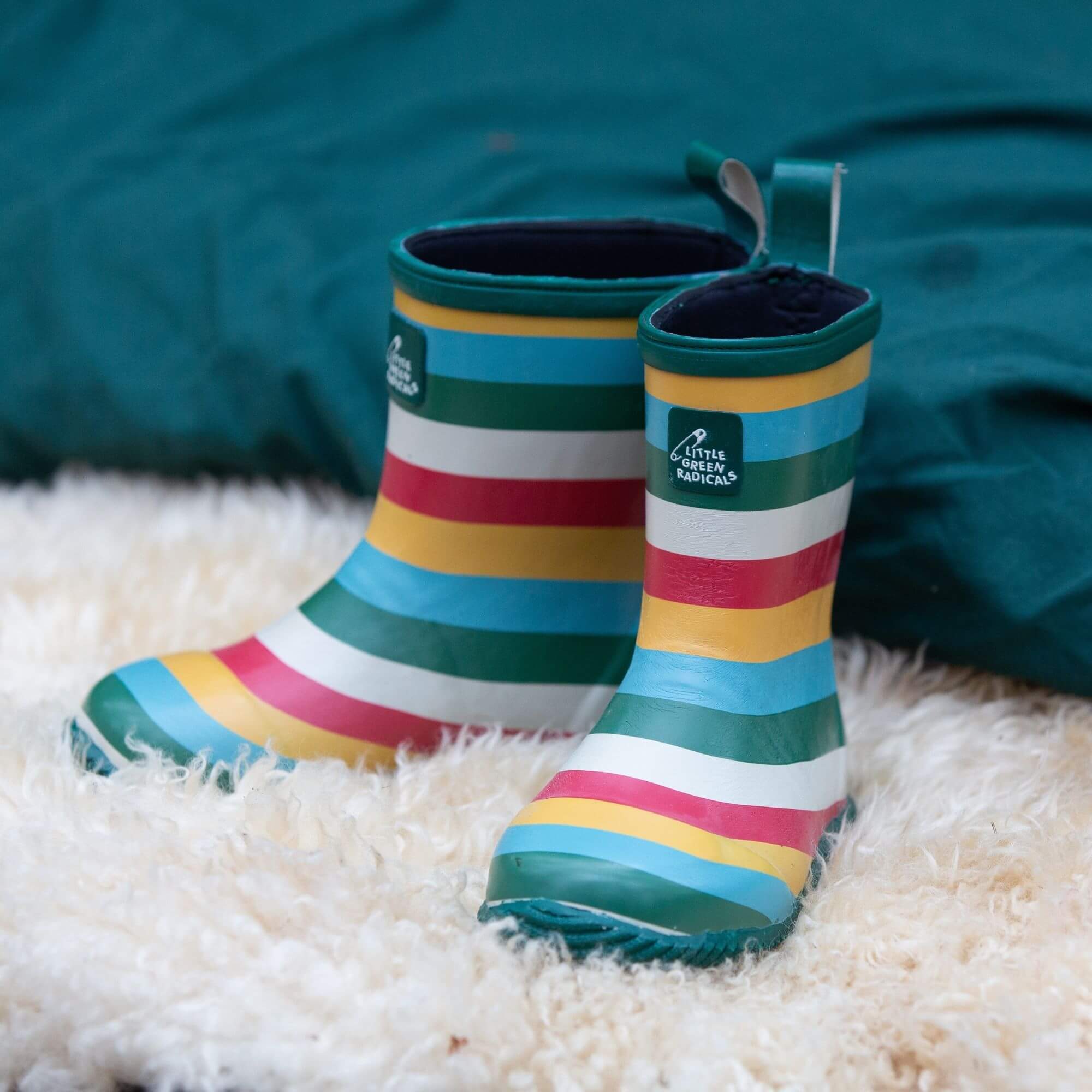 Rainbow Lined Natural Rubber Rain Boots
