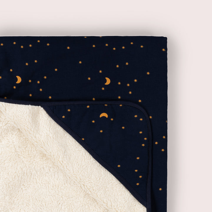 Dark Night Sherpa Hooded Organic Baby Blanket