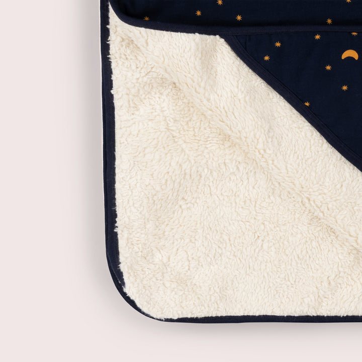 Dark Night Sherpa Hooded Organic Baby Blanket