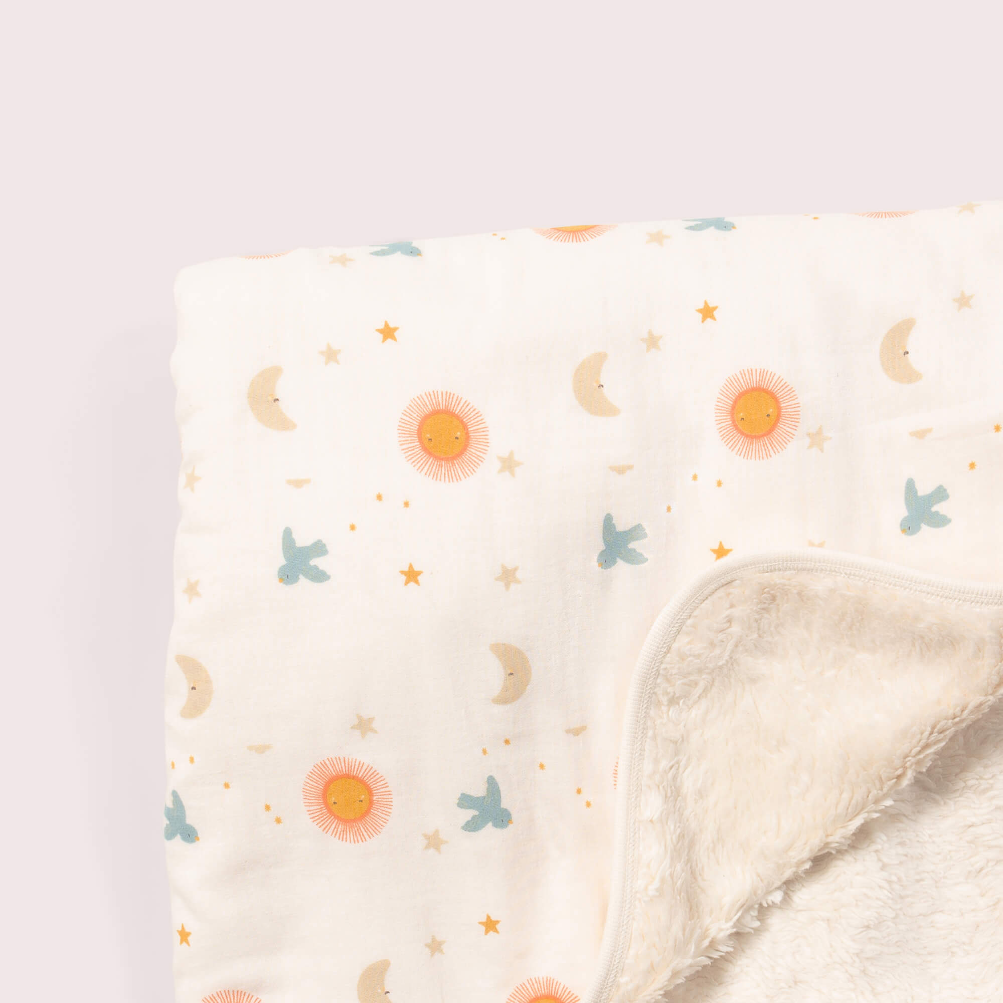 Moon and Sun Sherpa Hooded Organic Baby Blanket