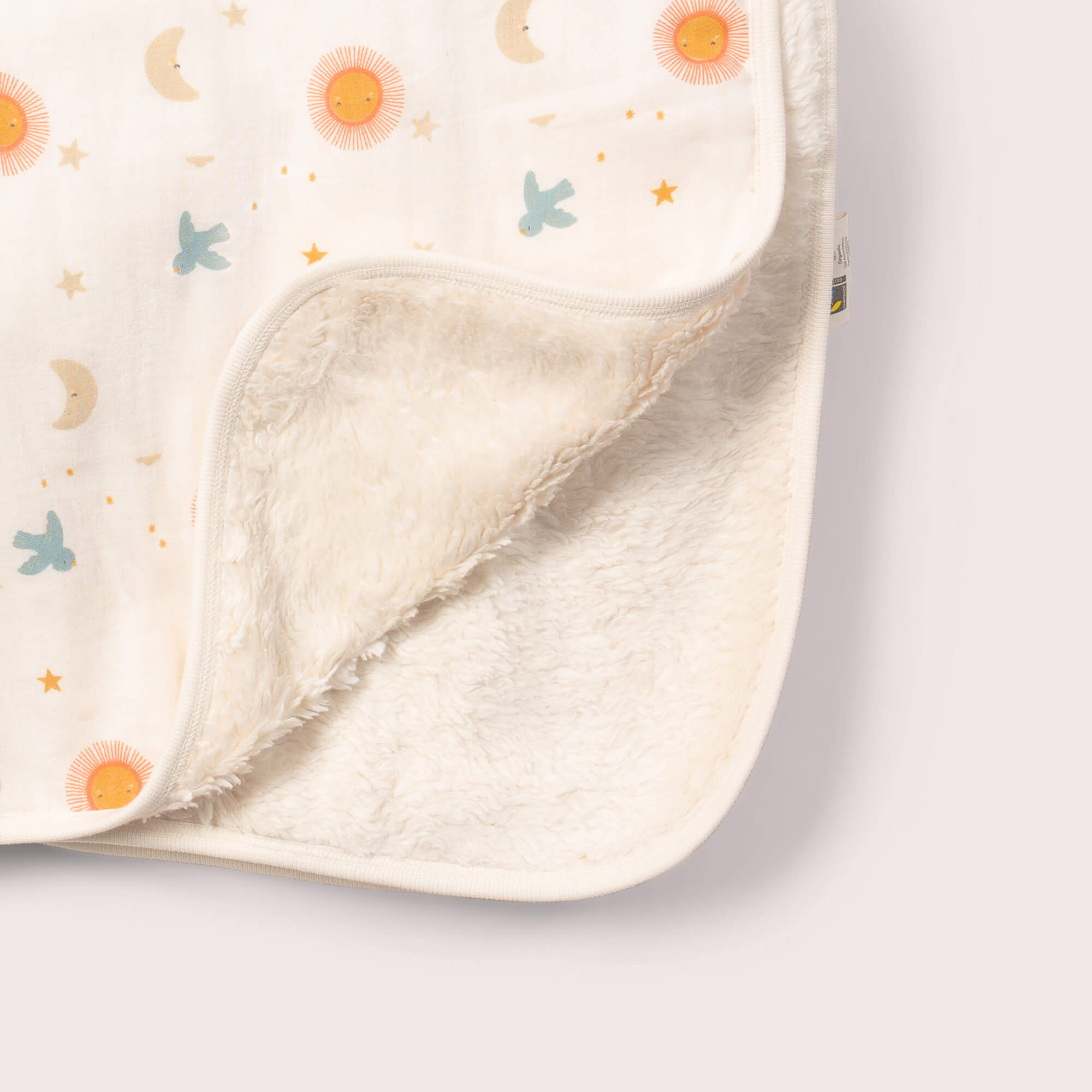 Moon and Sun Sherpa Hooded Organic Baby Blanket