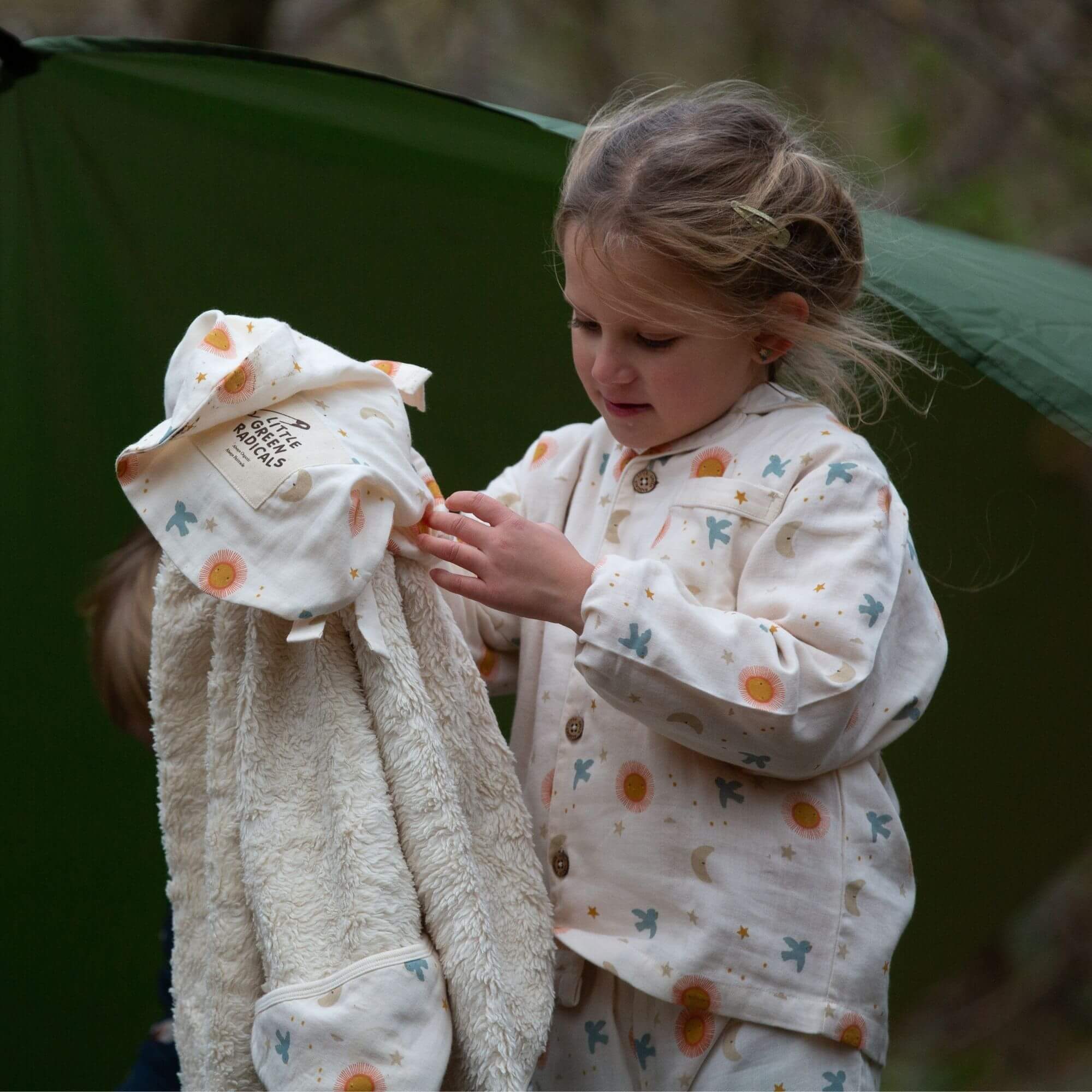 Moon and Sun Sherpa Hooded Organic Baby Blanket