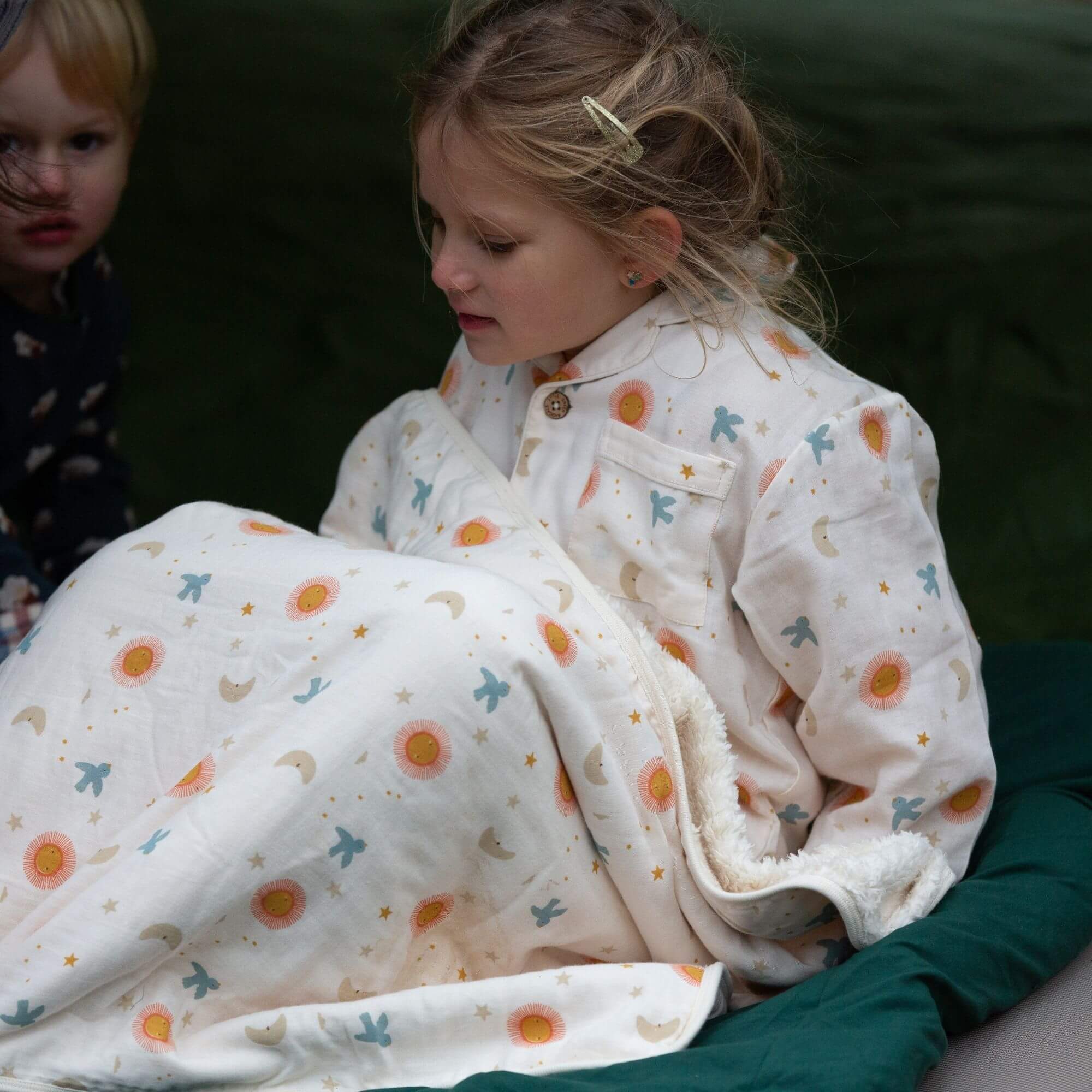 Moon and Sun Sherpa Hooded Organic Baby Blanket