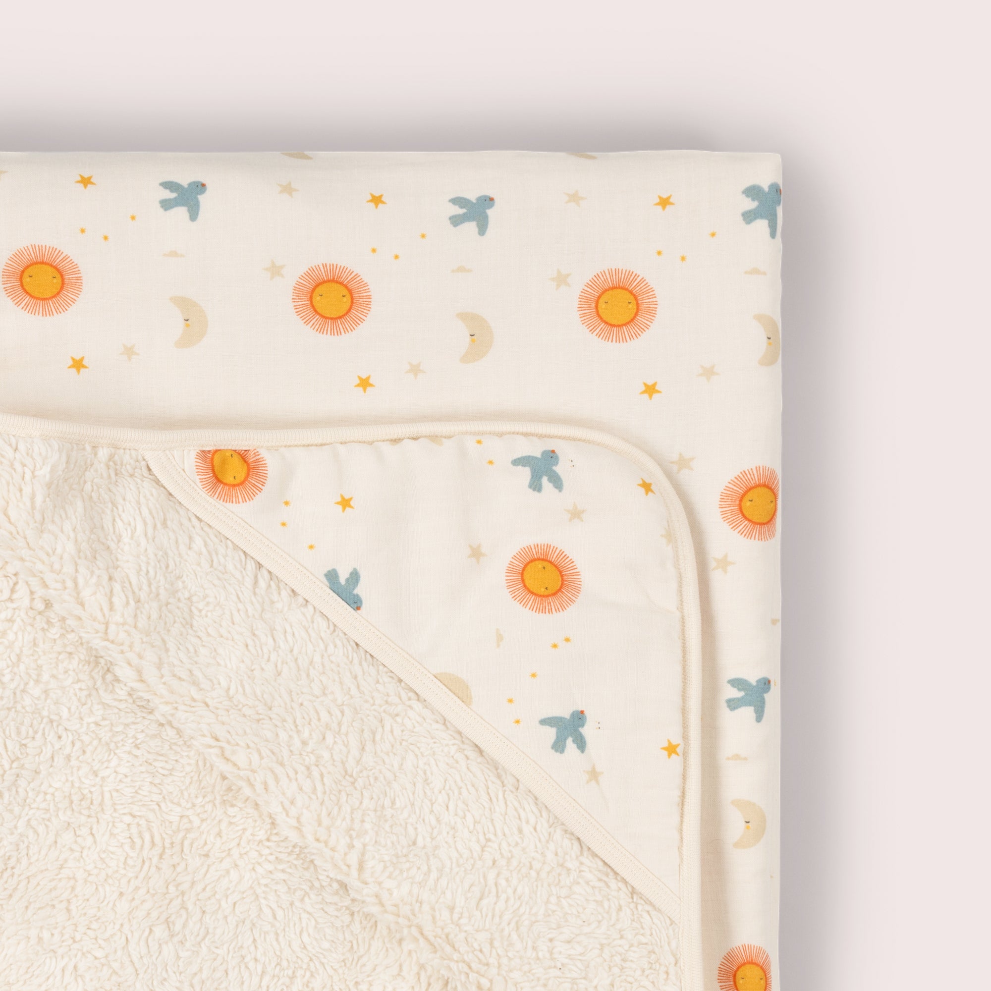 Moon and Sun Sherpa Hooded Organic Baby Blanket