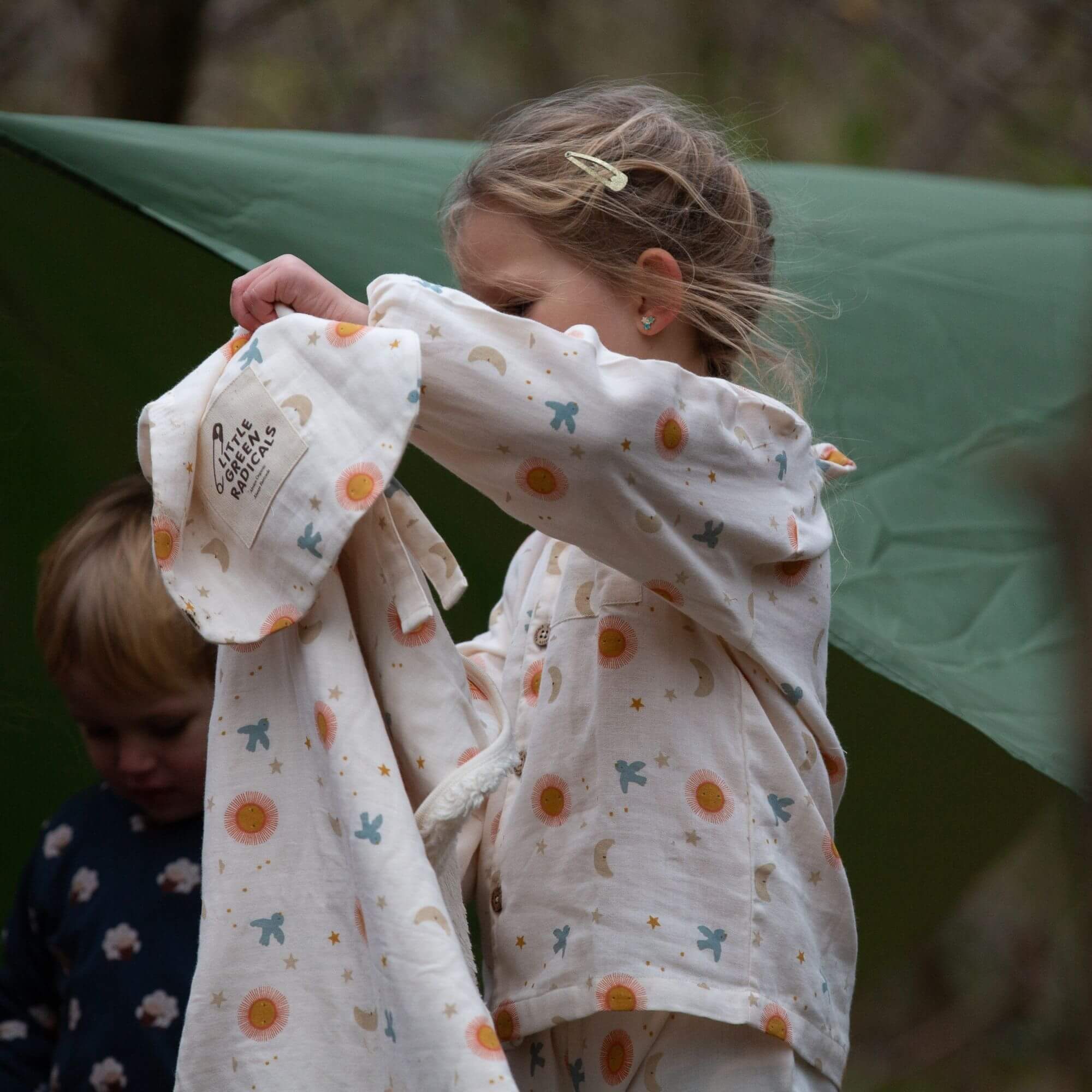Moon and Sun Sherpa Hooded Organic Baby Blanket