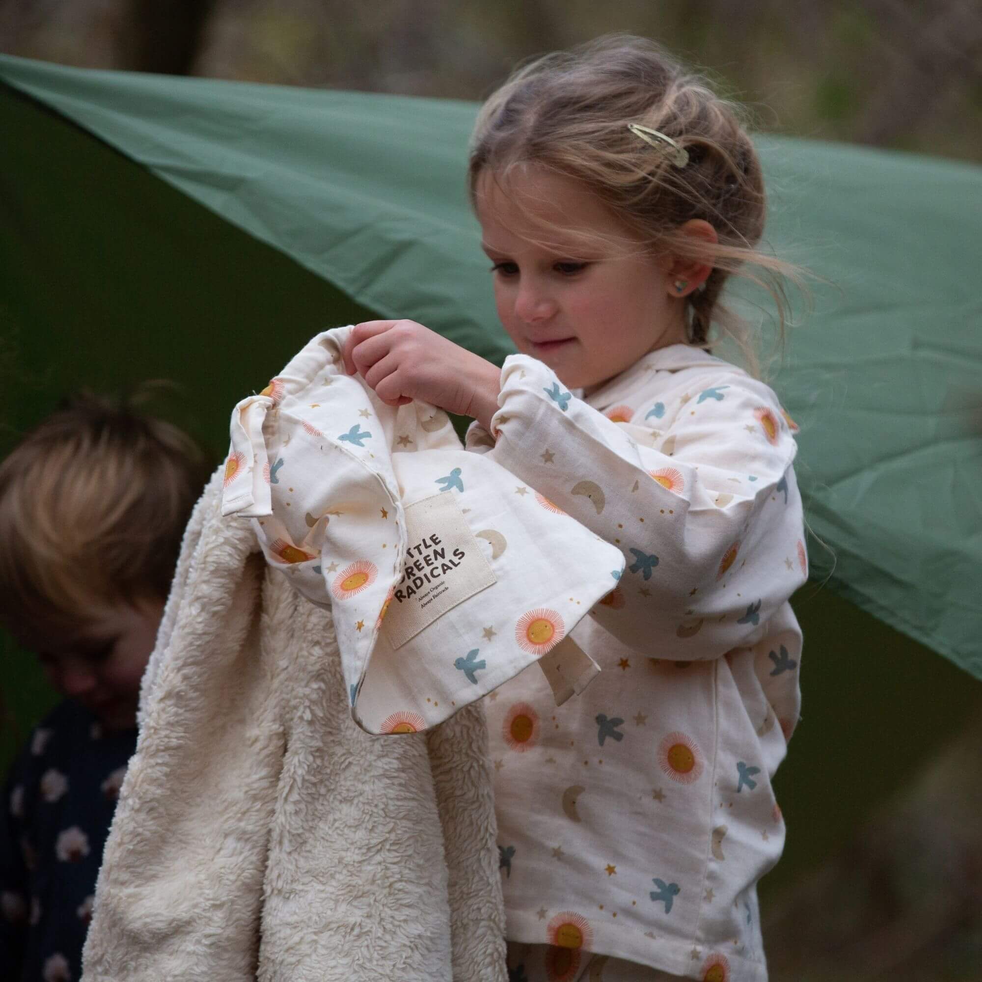 Moon and Sun Sherpa Hooded Organic Baby Blanket