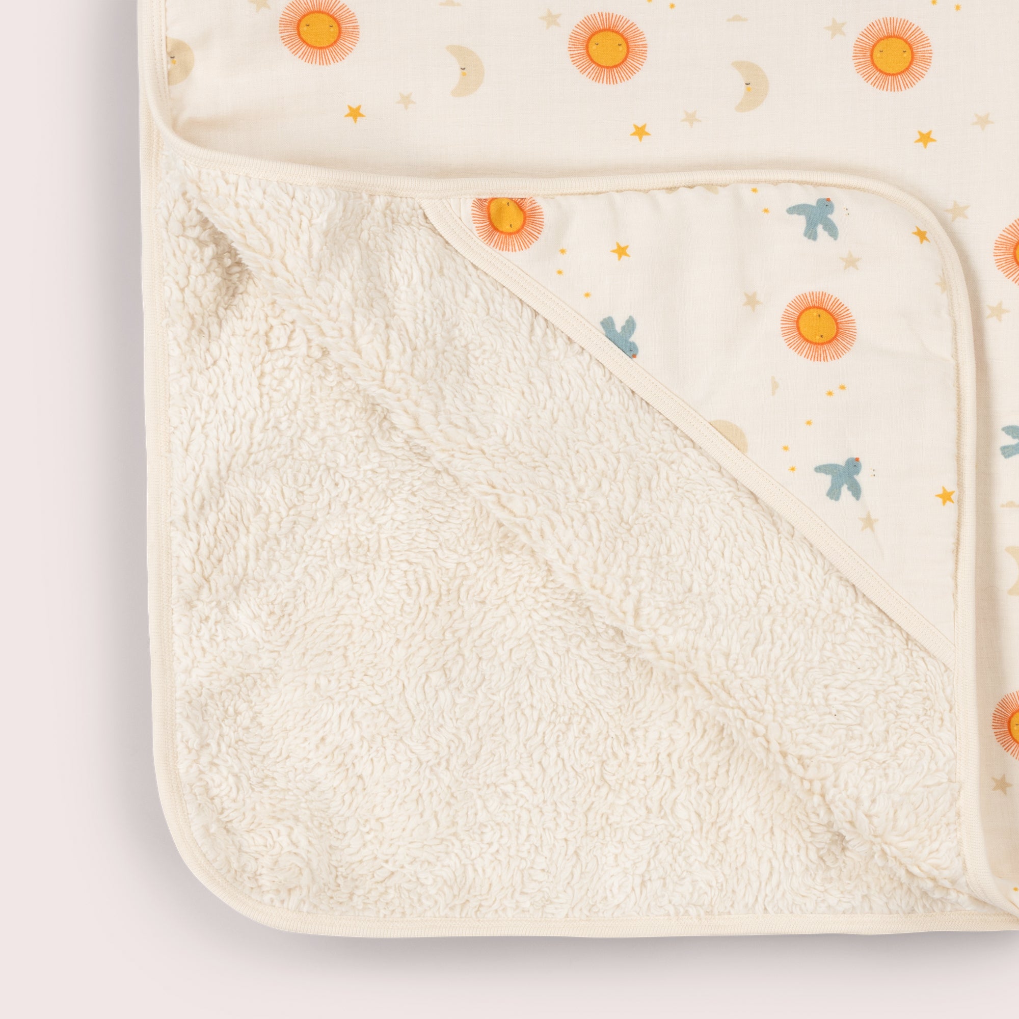 Moon and Sun Sherpa Hooded Organic Baby Blanket