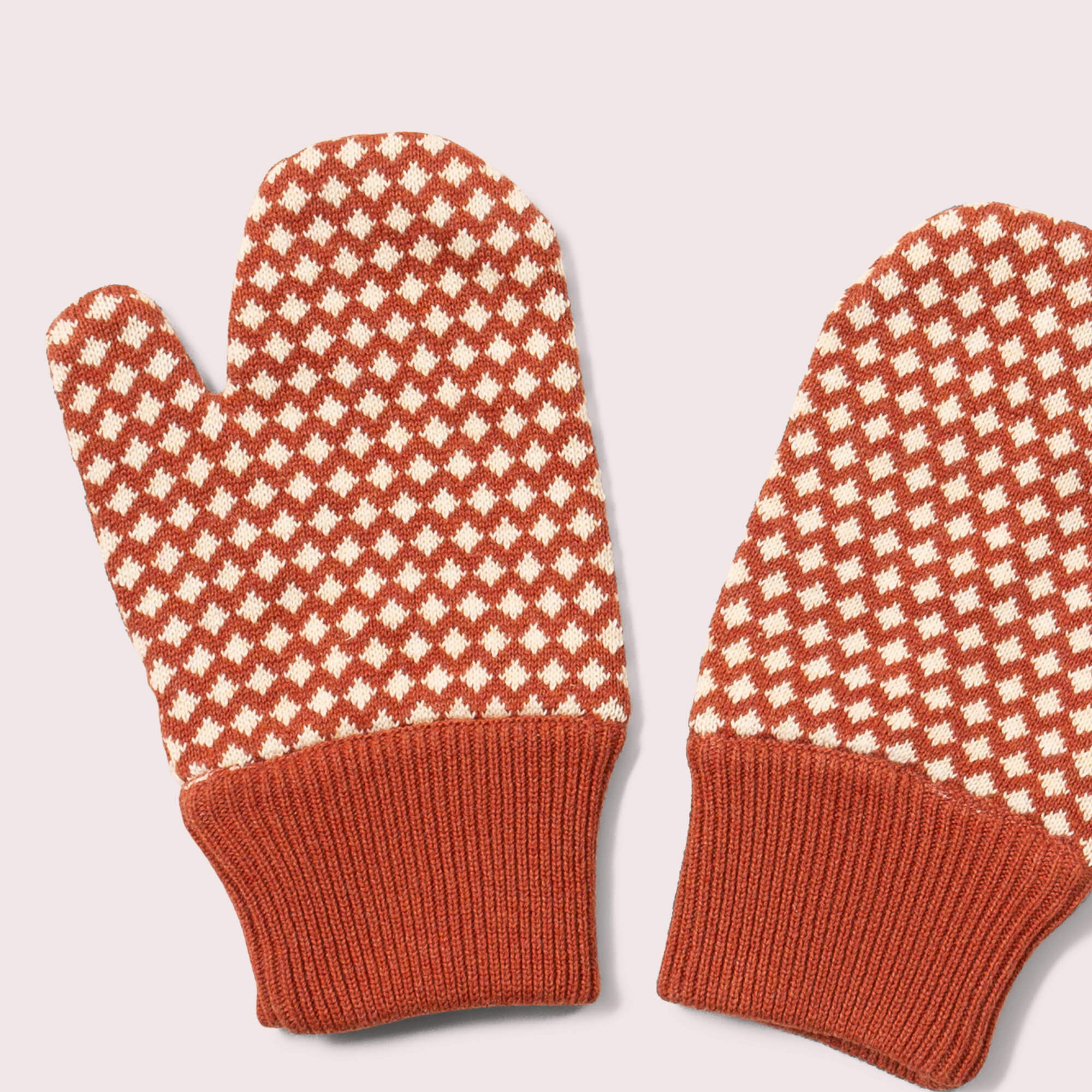 Ginger Diamonds Knitted Mittens