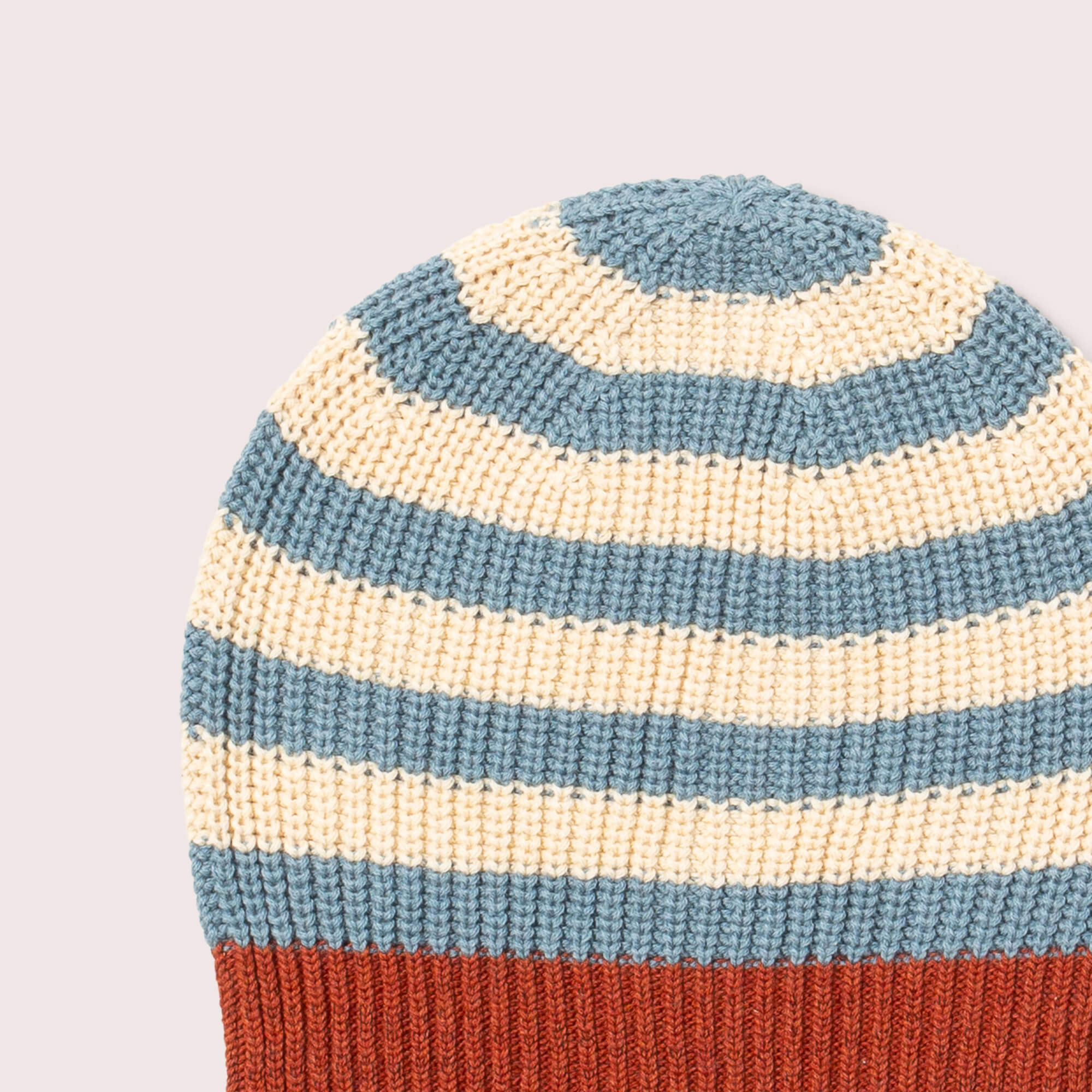 Blue Striped Knitted Beanie Hat