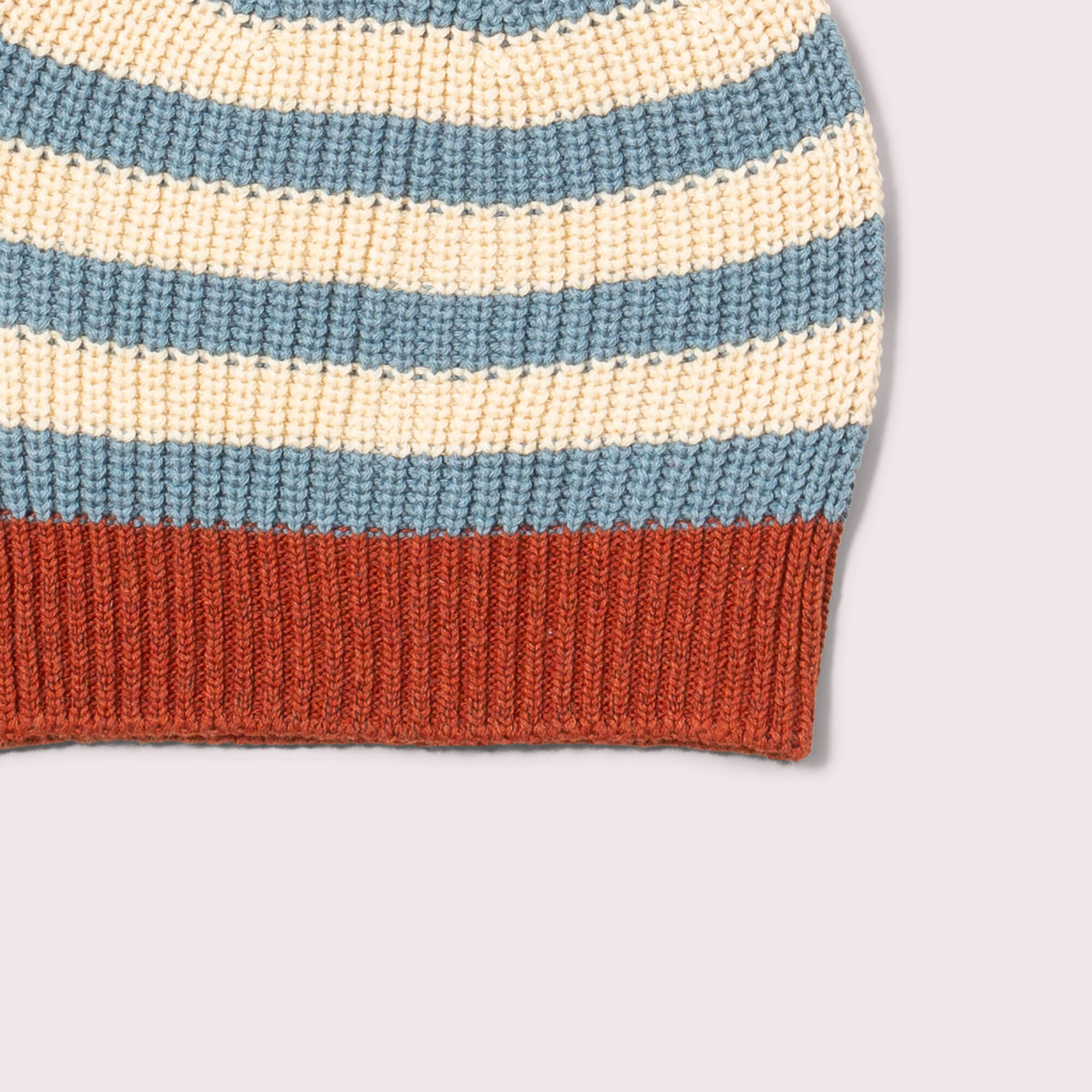 Blue Striped Knitted Beanie Hat