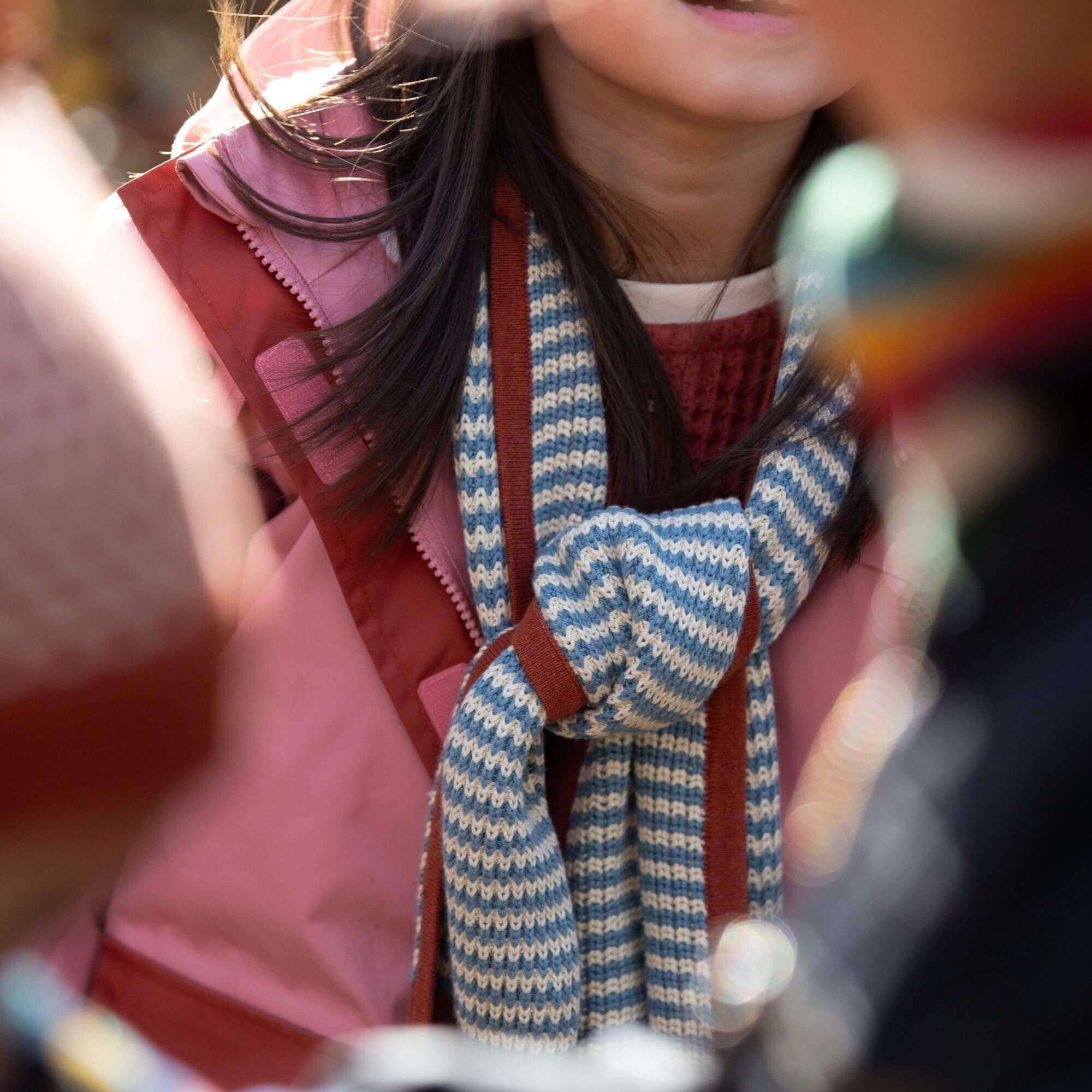 Blue Striped Knitted Scarf