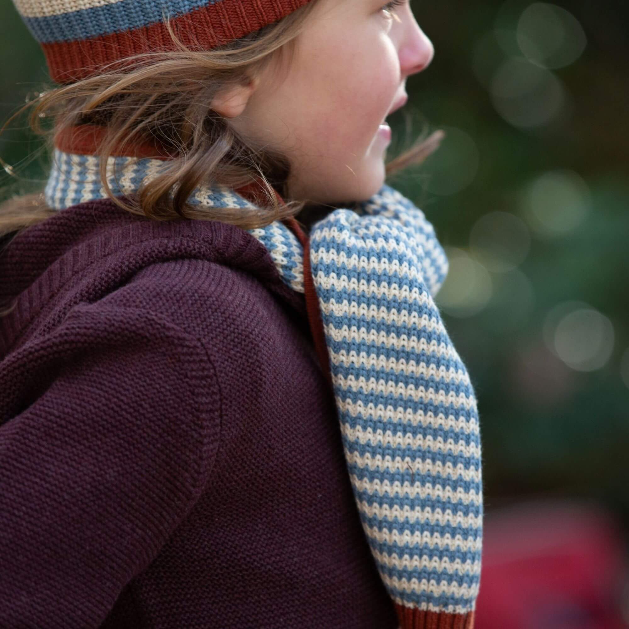 Blue Striped Knitted Scarf