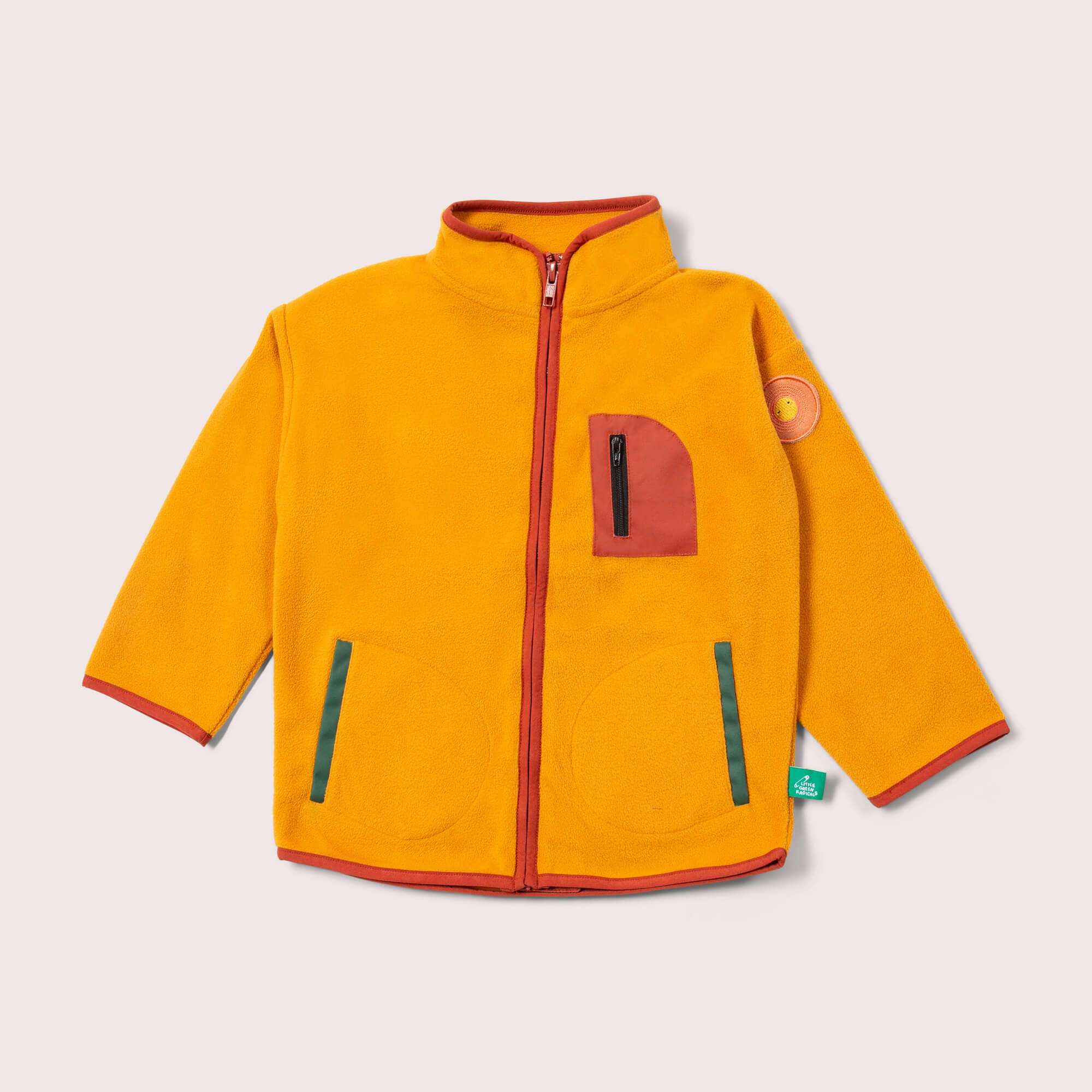 Gold Zip Up Recycled Polar Fleece Jacket