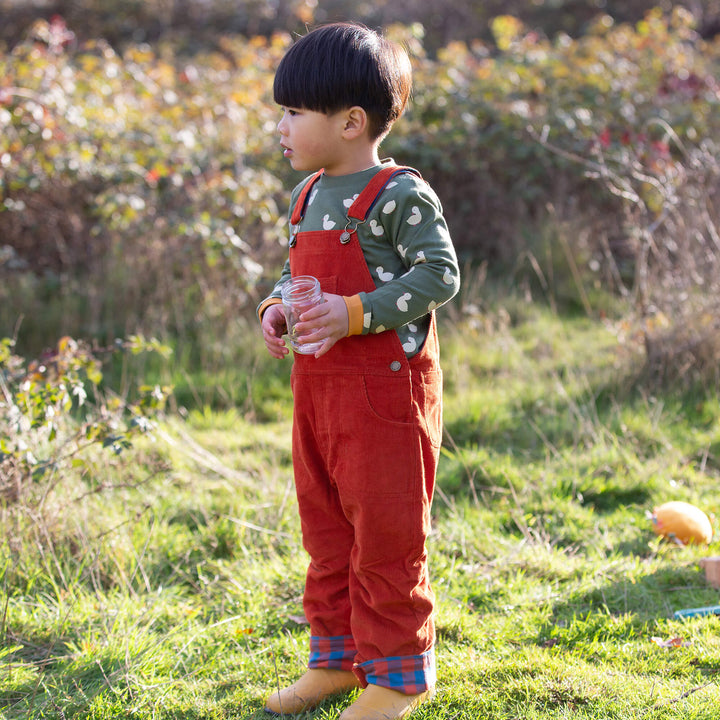Burnt Ochre Lined Corduroy Dungarees Red / 6-7y