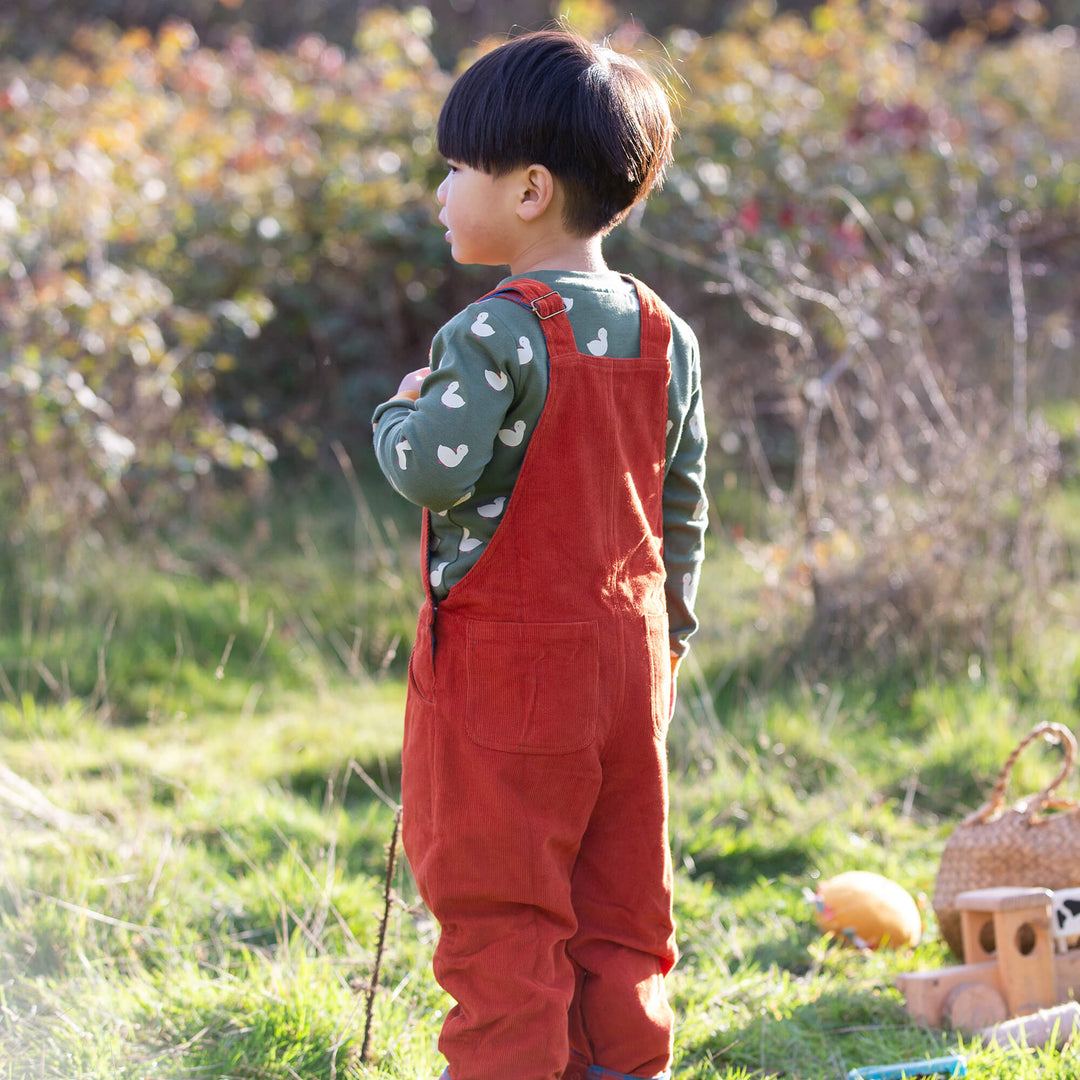Burnt Ochre Lined Corduroy Dungarees Red / 6-7y