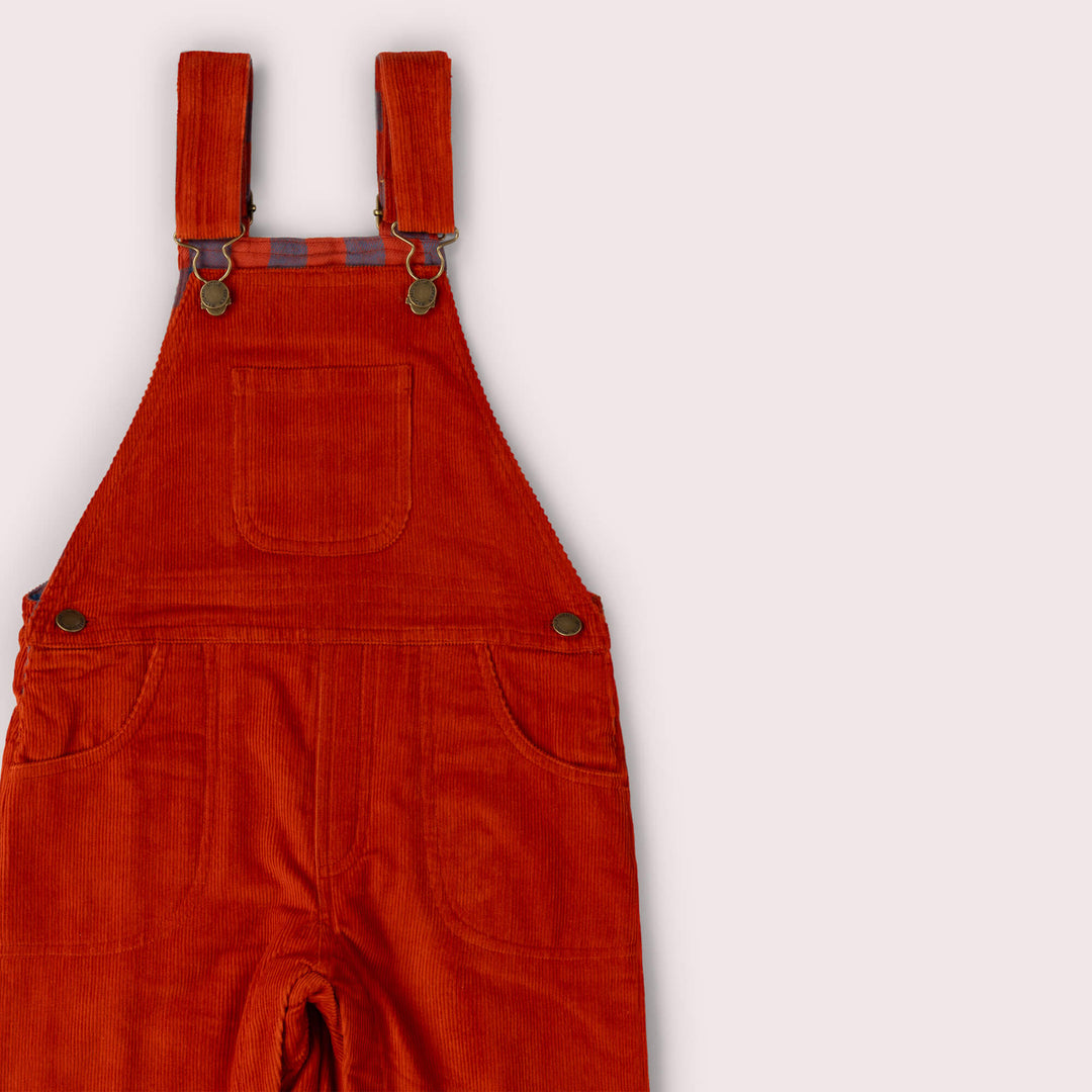 Burnt Ochre Lined Corduroy Dungarees Red / 6-7y
