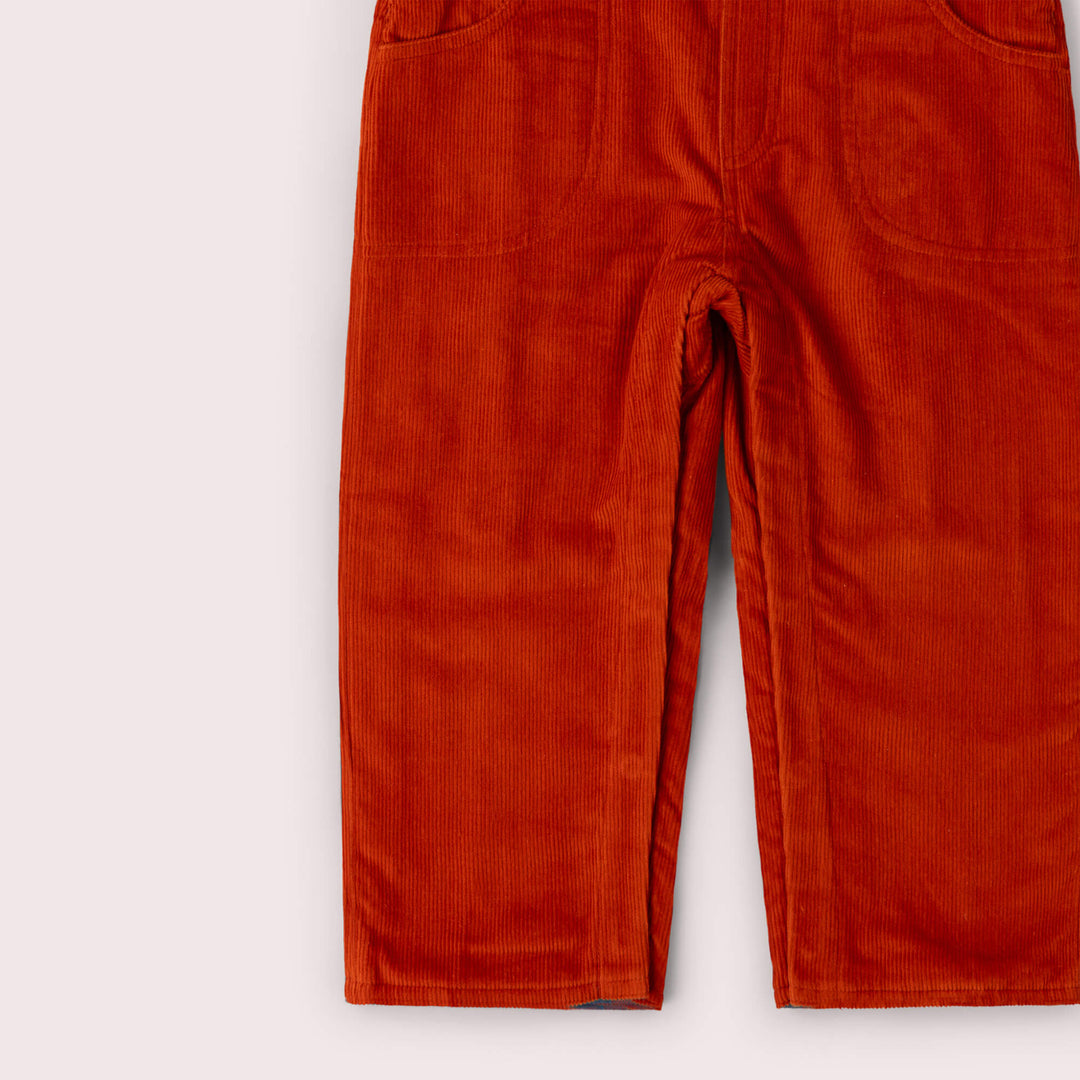 Burnt Ochre Lined Corduroy Dungarees Red / 6-7y