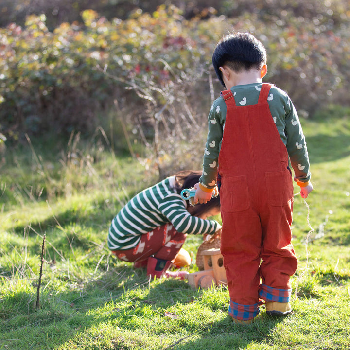 Burnt Ochre Lined Corduroy Dungarees Red / 6-7y