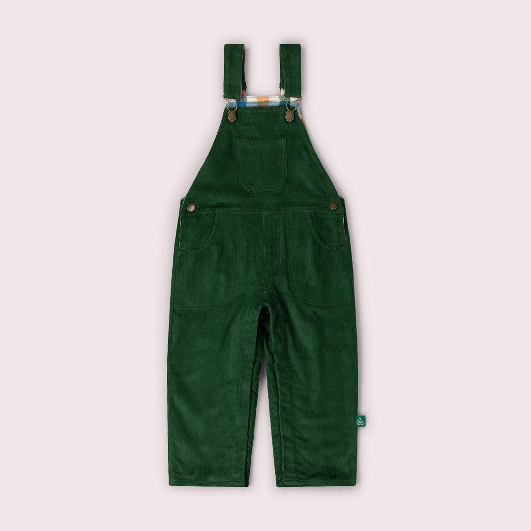 Olive Green Lined Corduroy Dungarees Green / 6-7y
