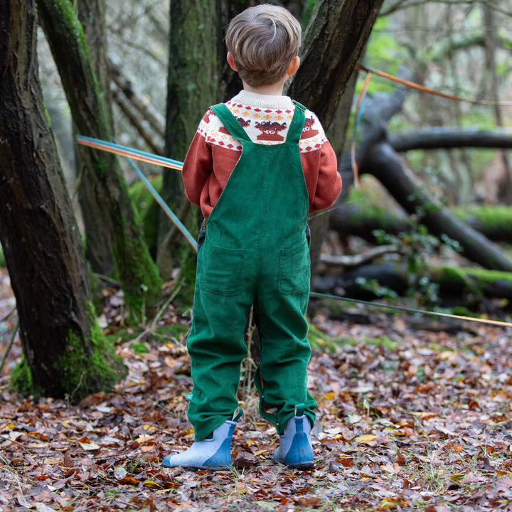 Olive Green Lined Corduroy Dungarees Green / 6-7y