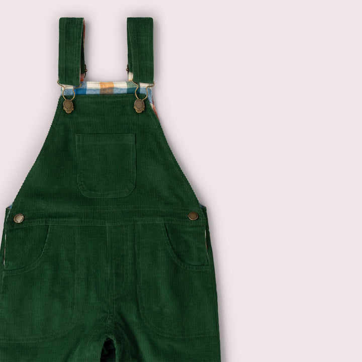 Olive Green Lined Corduroy Dungarees Green / 6-7y