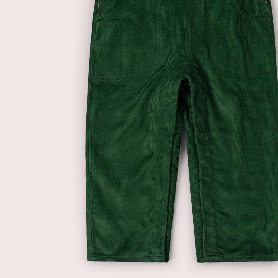 Olive Green Lined Corduroy Dungarees Green / 6-7y