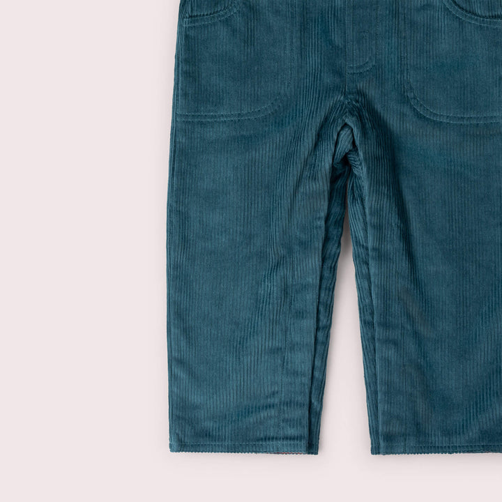 Calm Sea Lined Corduroy Dungarees Blue / 6-7y