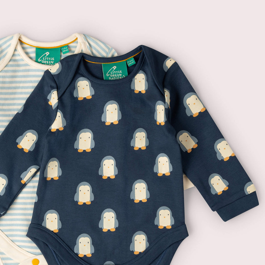 Blue Penguins Baby Bodysuit 2 Pack Navy / 18-24m