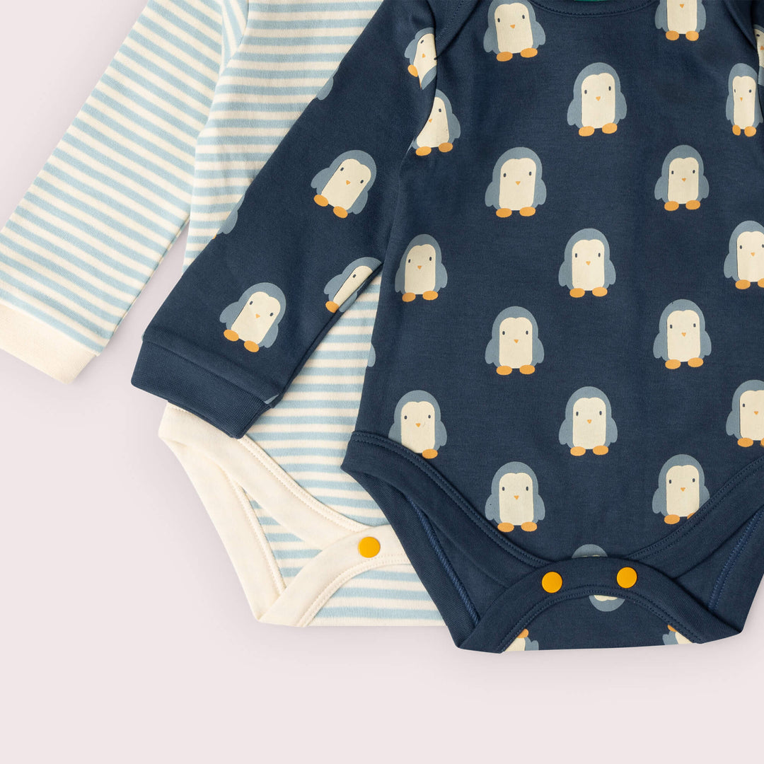 Blue Penguins Baby Bodysuit 2 Pack Navy / 18-24m
