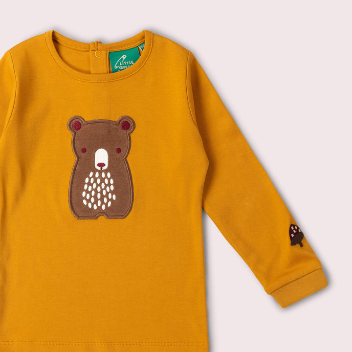 Brown Bear Applique Long Sleeve T-Shirt Gold / 4-5y