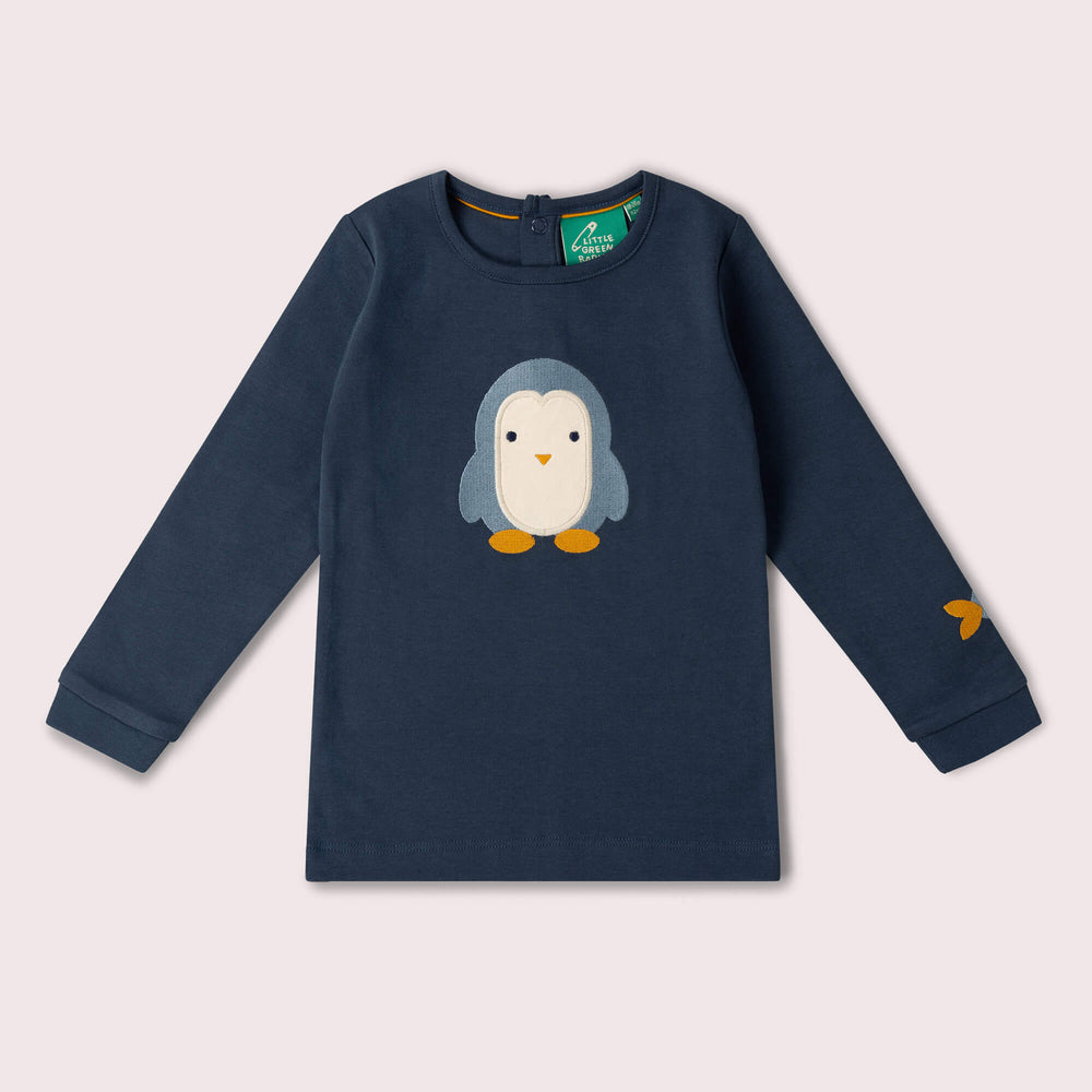 Blue Penguins Applique Long Sleeve T-Shirt Navy / 4-5y