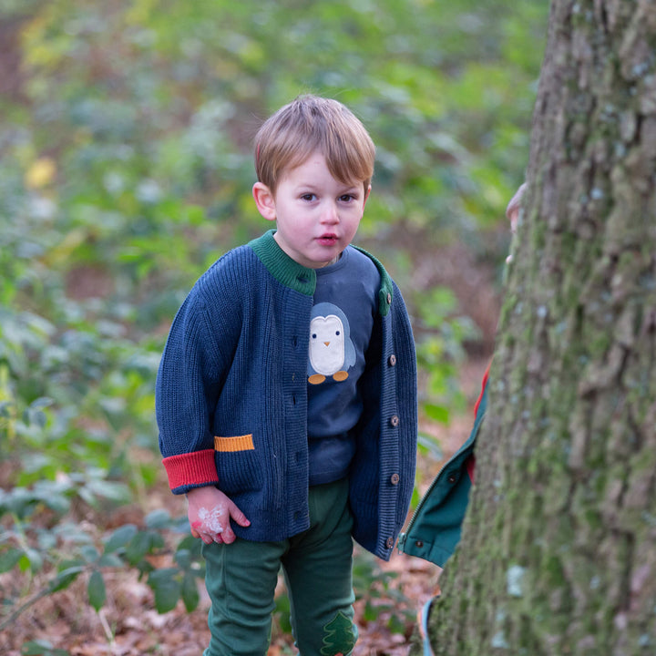Blue Penguins Applique Long Sleeve T-Shirt Navy / 4-5y