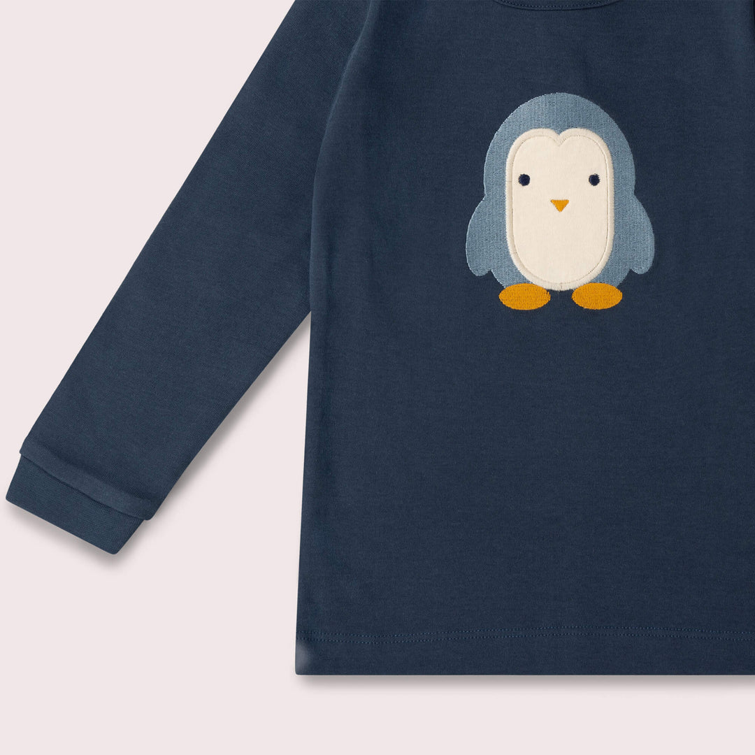 Blue Penguins Applique Long Sleeve T-Shirt Navy / 4-5y