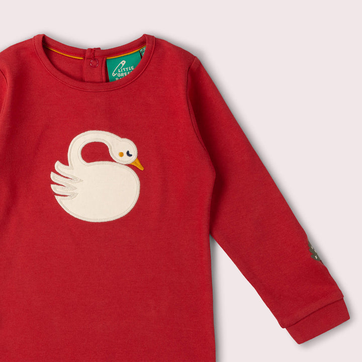 Sleeping Swan Applique Long Sleeve T-Shirt Red / 4-5y