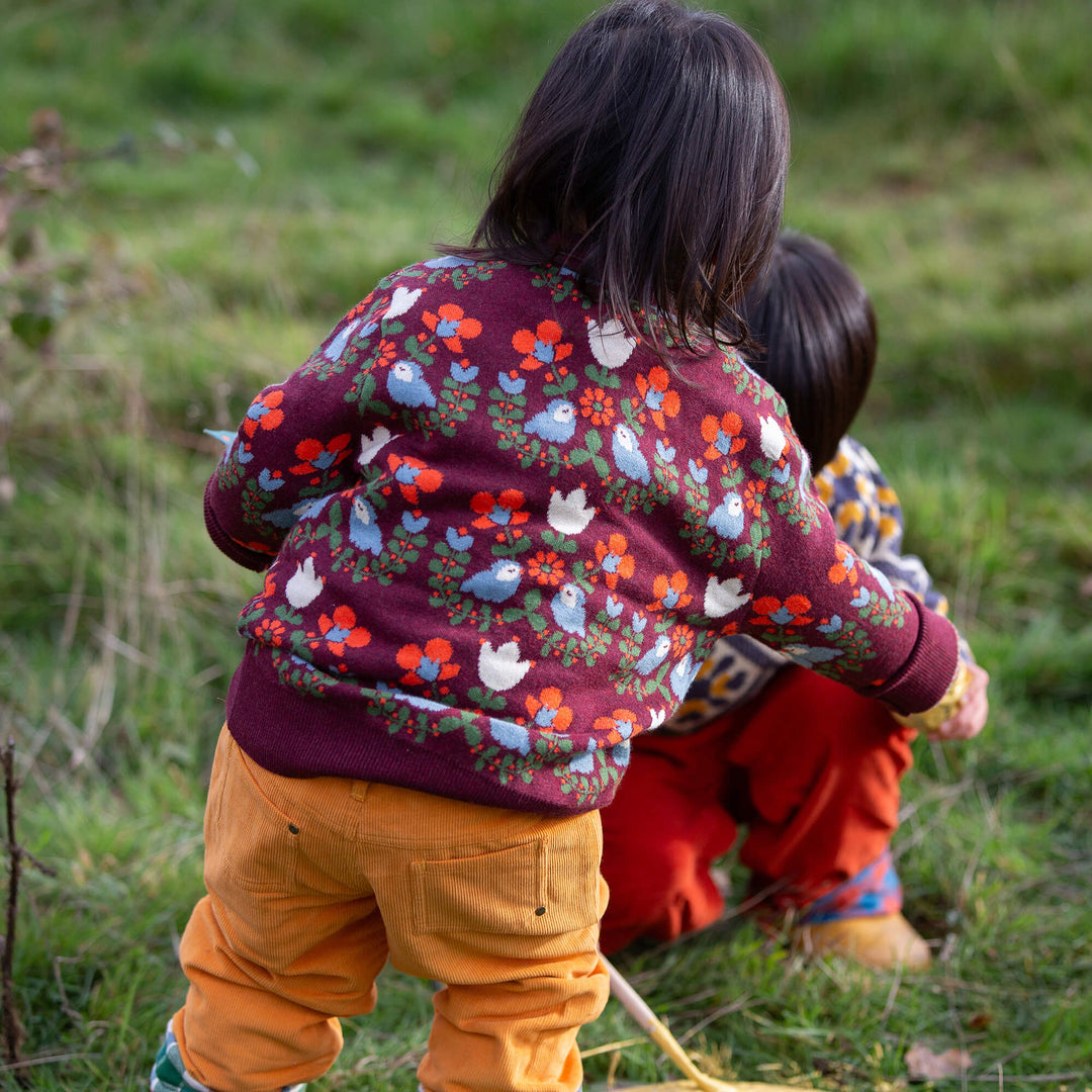 Folk Birds Knitted Jumper Purple / 7-8y