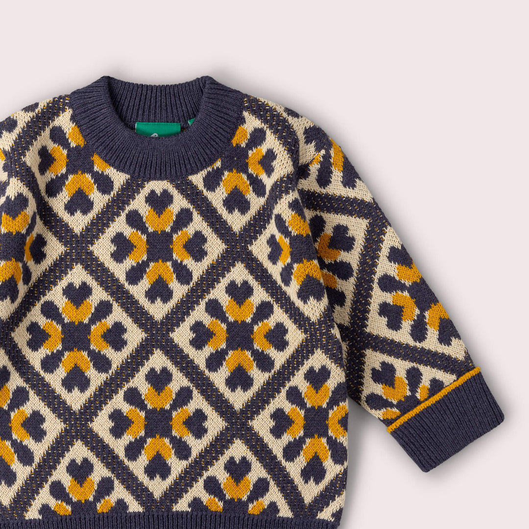 Diamond Crochet Snuggly Knitted Jumper Multi / 7-8y