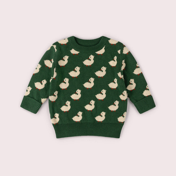 Olive Ducks Snuggly Knitted Jumper Green / 7-8y