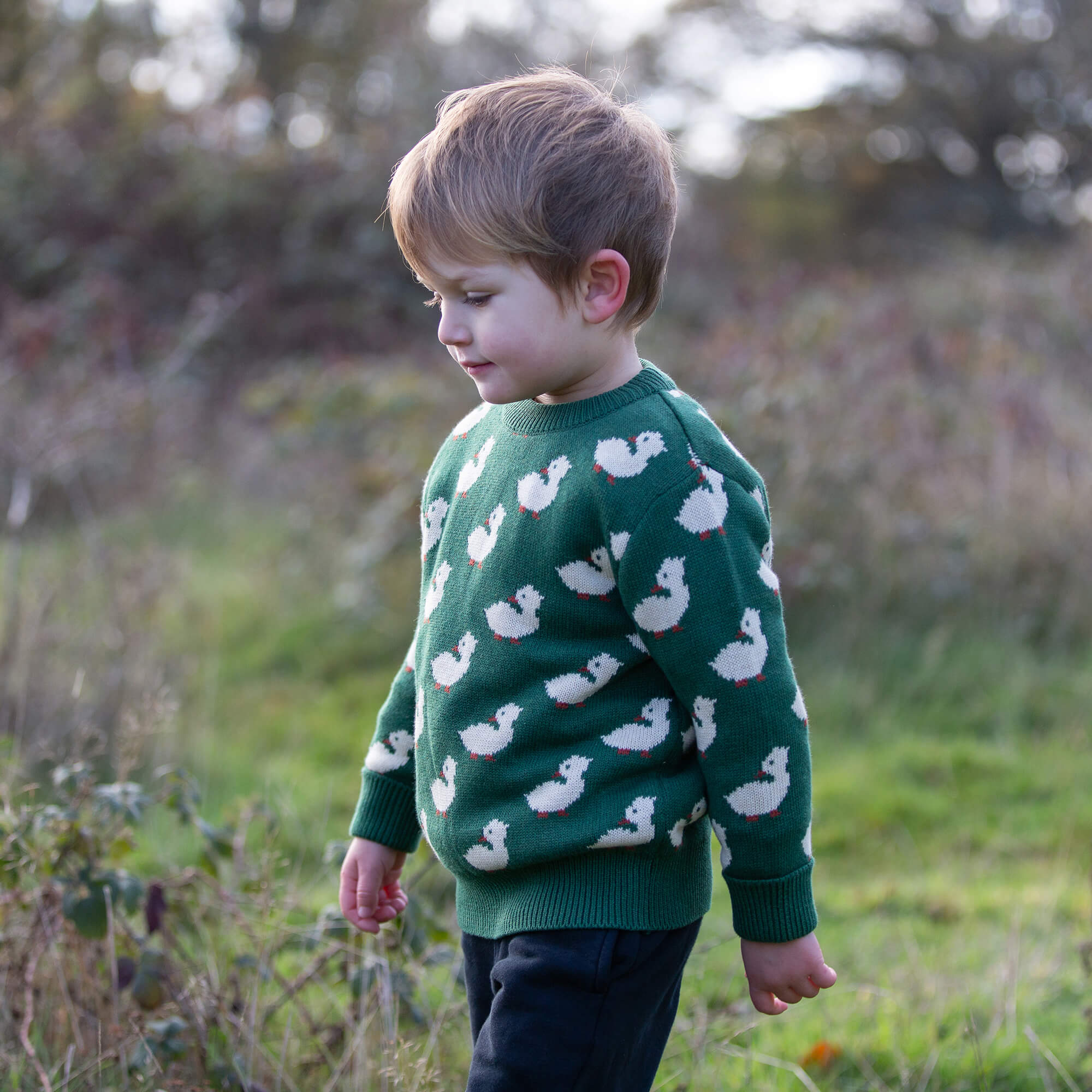Olive Ducks Snuggly Knitted Jumper Green / 7-8y