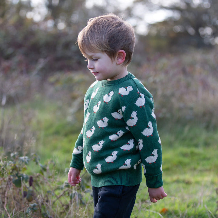 Olive Ducks Snuggly Knitted Jumper Green / 7-8y