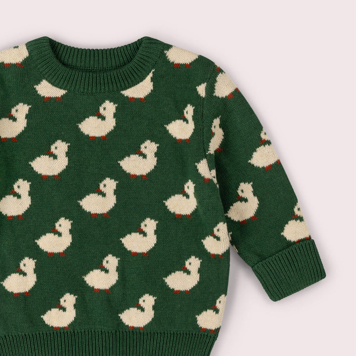 Olive Ducks Snuggly Knitted Jumper Green / 7-8y