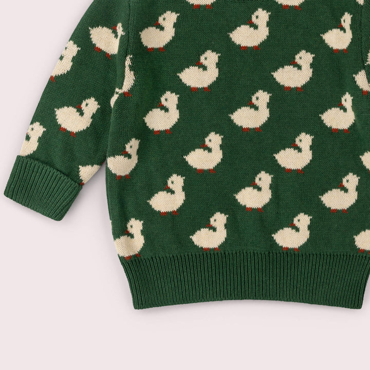Olive Ducks Snuggly Knitted Jumper Green / 7-8y