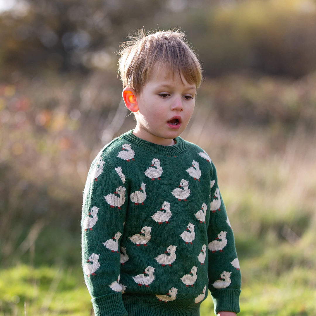 Olive Ducks Snuggly Knitted Jumper Green / 7-8y